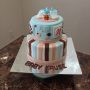 Brown and Blue Sports Baby Shower Cake