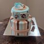 Baby Shower Cake Brown Blue and Beige with Basketball 2