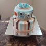 Baby Shower Cake Brown Blue and Beige with Basketball 3