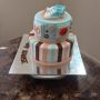 Baby Shower Cake Brown Blue and Beige with Basketball 4