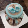 Baby Shower Cake Brown Blue and Beige with Basketball 6