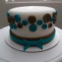 Brown and Blue Buttons Baby Shower Cake