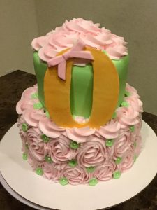 Pink and Green Floral Baby Shower Cake