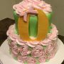 Pink and Green Floral Baby Shower Cake