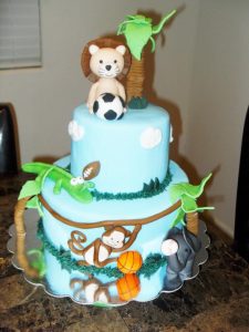 Jungle and Sports Theme Baby Shower Cake