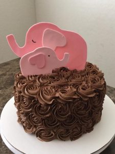 Pink Elephants Baby Shower Cake