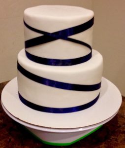 Royal Blue Ribbon Wedding Cake